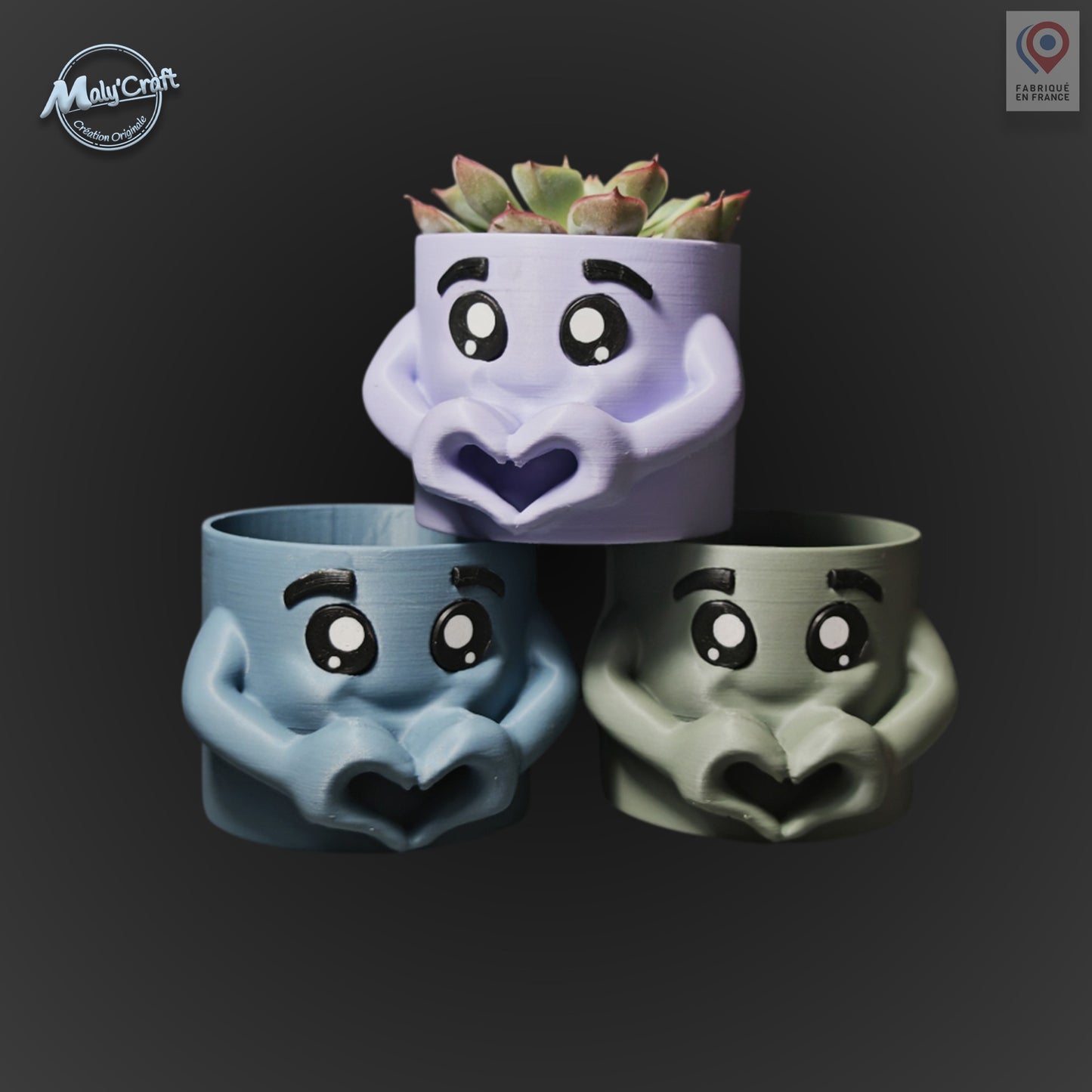 Cache-pot “Mains en cœur” – Création 3D Maly’Craft symbolique et originale