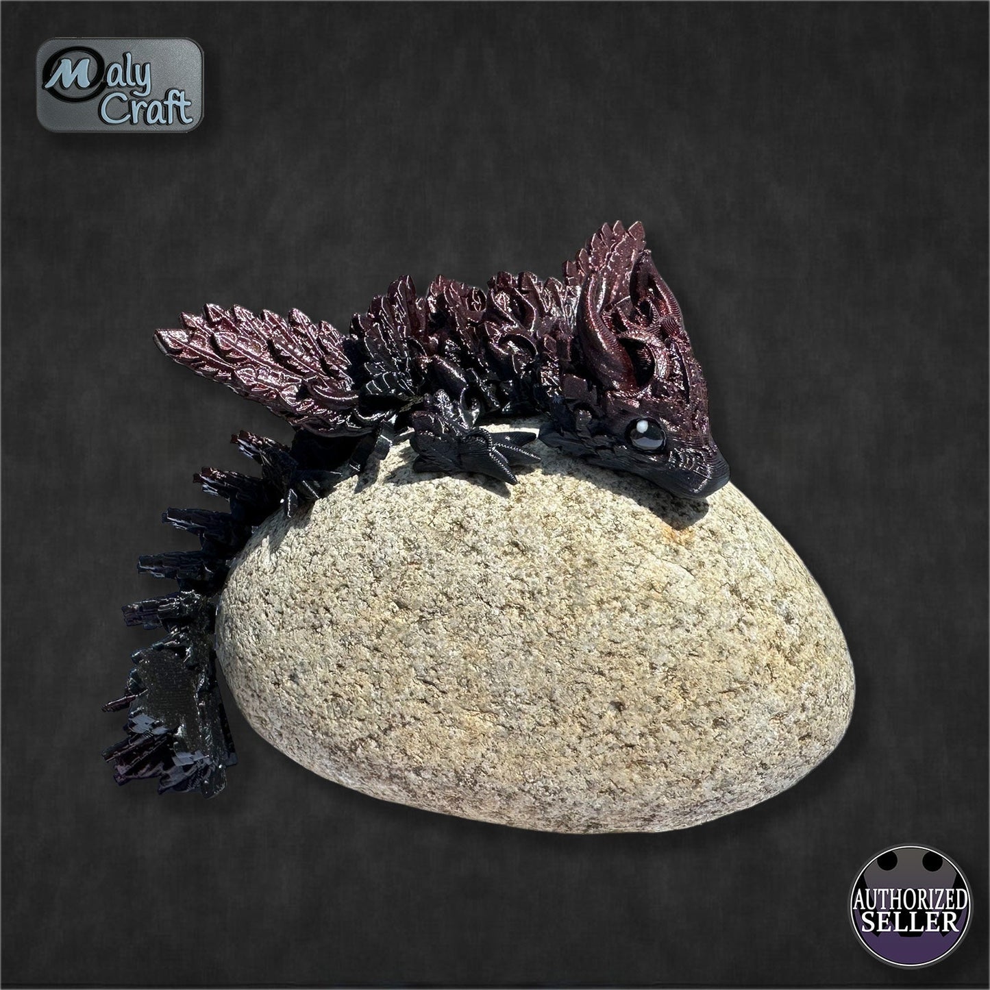 Dragon de la Lune articulé 3D – Figurine fantasy flexible & posable Made in France