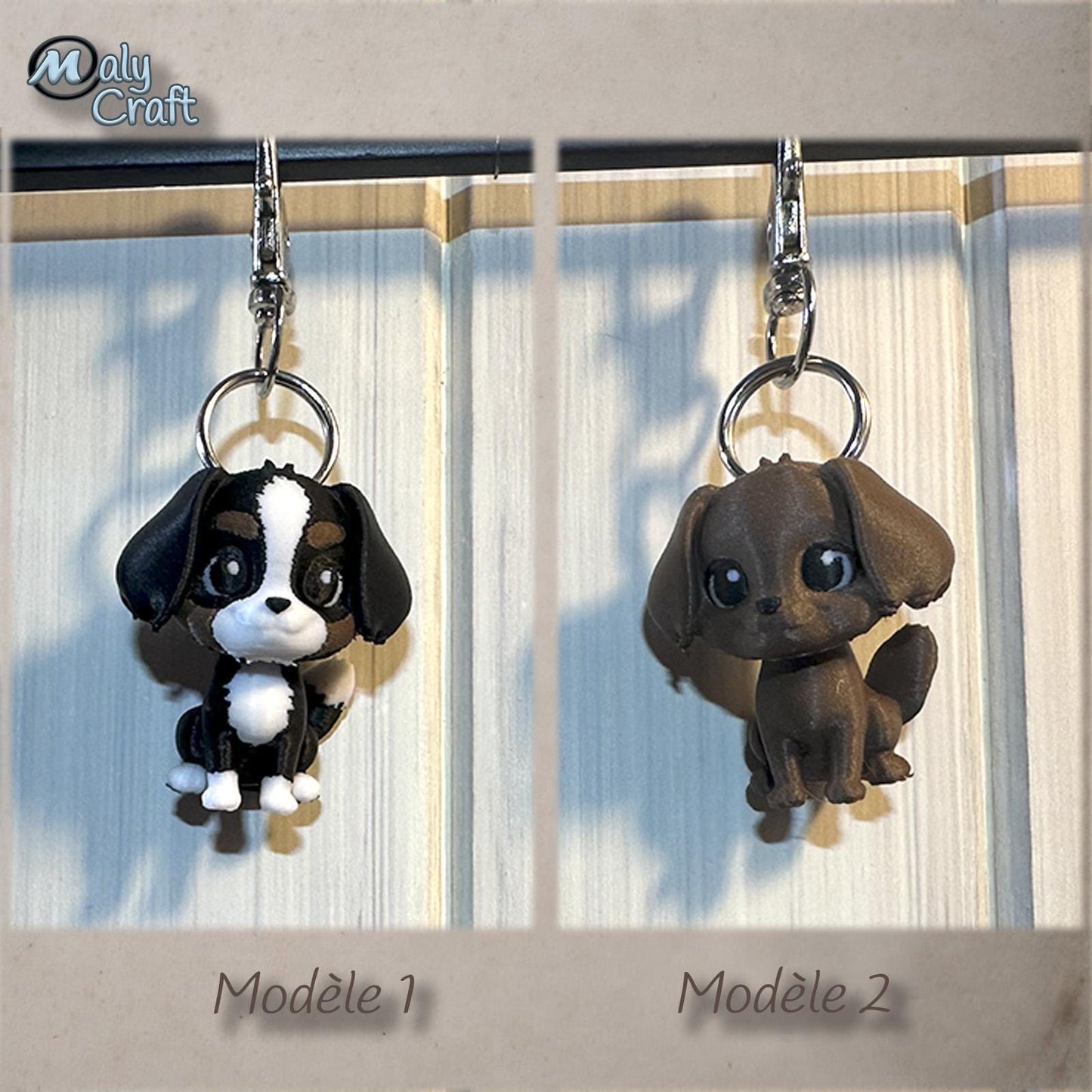 Porte-clé Cavalier King Charles – Figurine 3D miniature, 4 robes disponibles