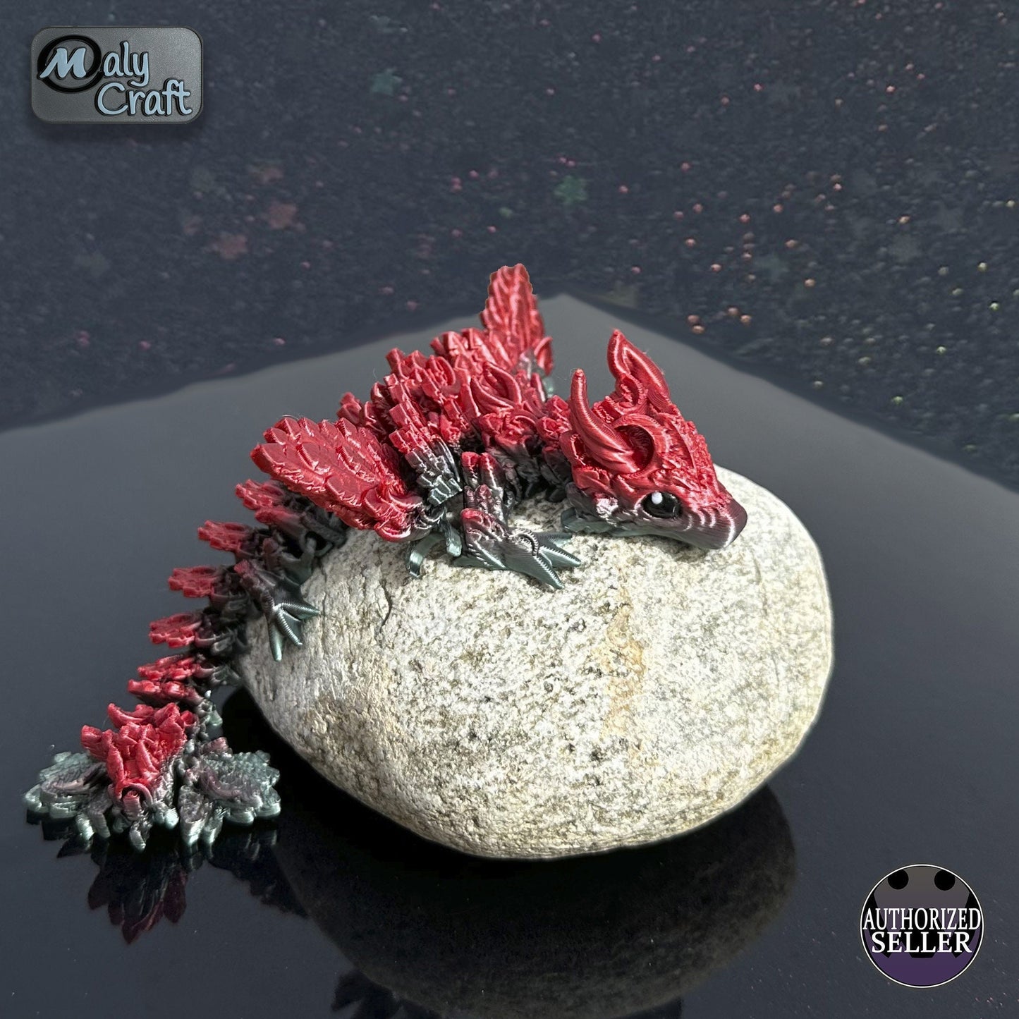 Dragon de la Lune articulé 3D – Figurine fantasy flexible & posable Made in France