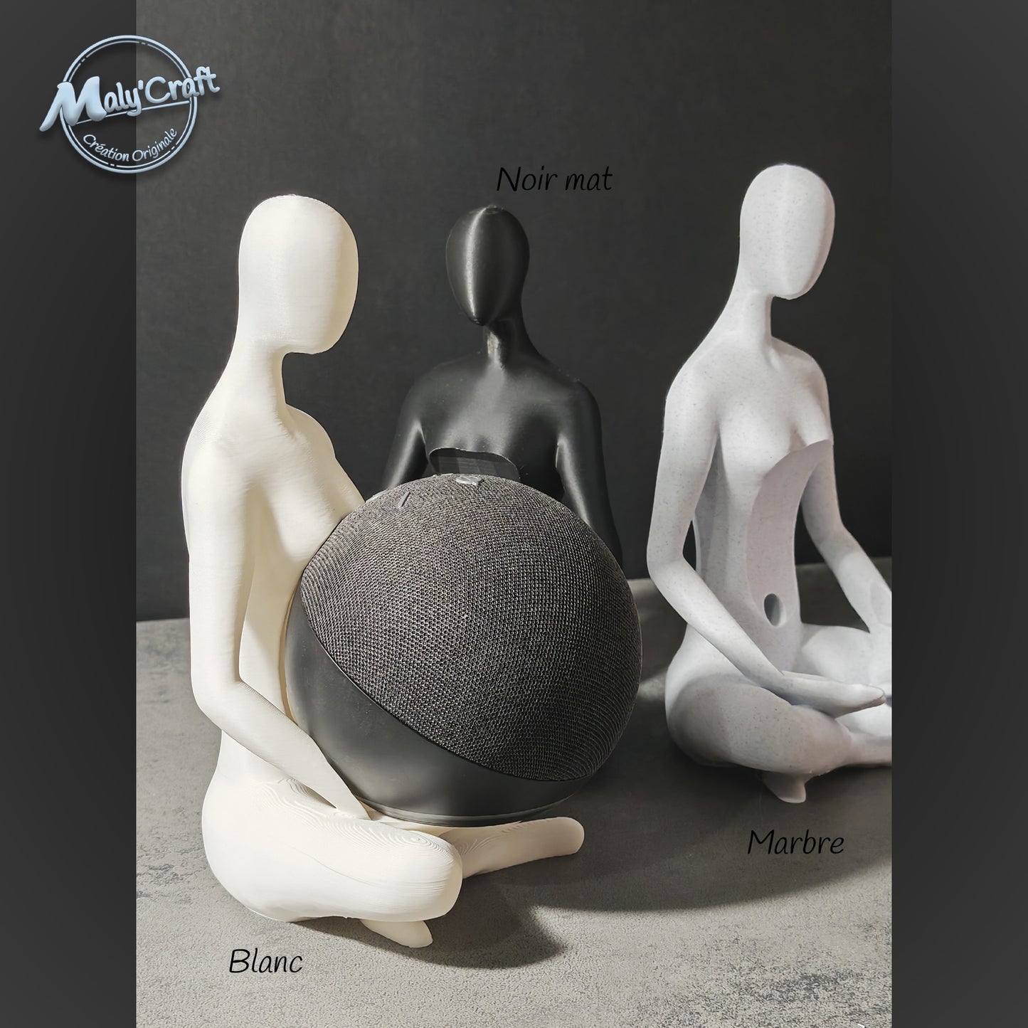 Support Echo Dot / Alexa – Figurine en position du lotus – Création Maly’Craft 3D