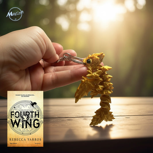 Dragon doré articulé – Figurine 3D flexible, édition Or inspirée de Fourth Wing