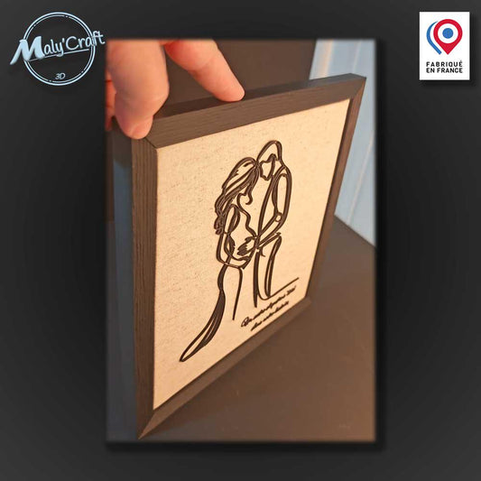 Cadre Grossesse "Futurs Parents" – Tableau 3D & Lin (Personnalisable)