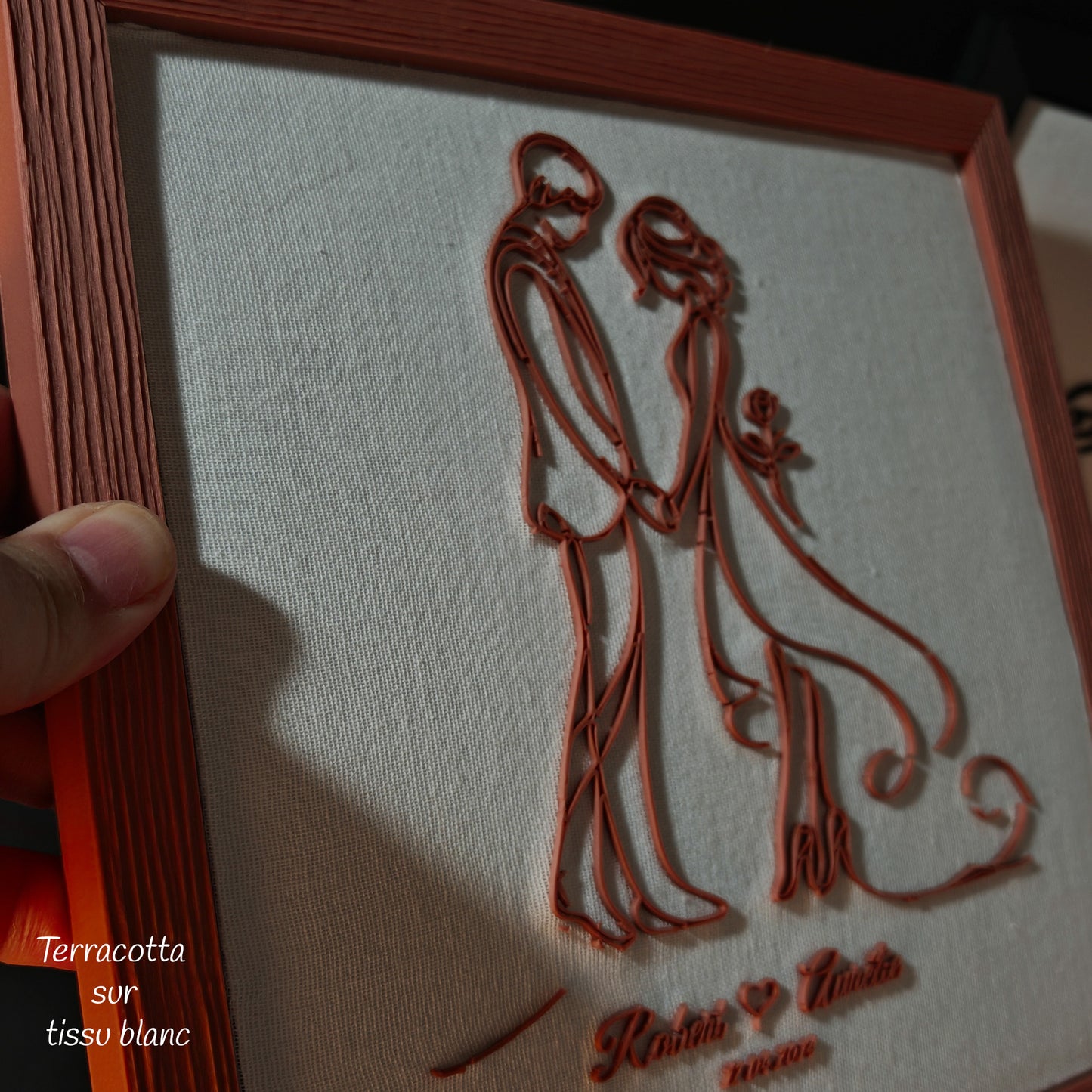 Le mariage – Modèle “Rose” – Cadre filaire 3D Maly’Craft personnalisé