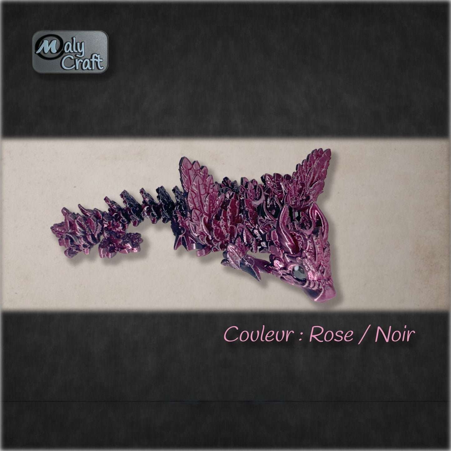 Dragon de la Lune articulé 3D – Figurine fantasy flexible & posable Made in France