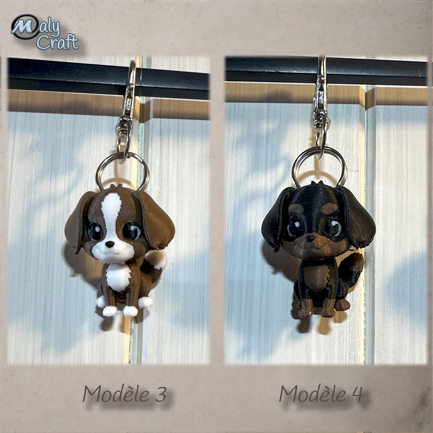 Porte-clé Cavalier King Charles – Figurine 3D miniature, 4 robes disponibles
