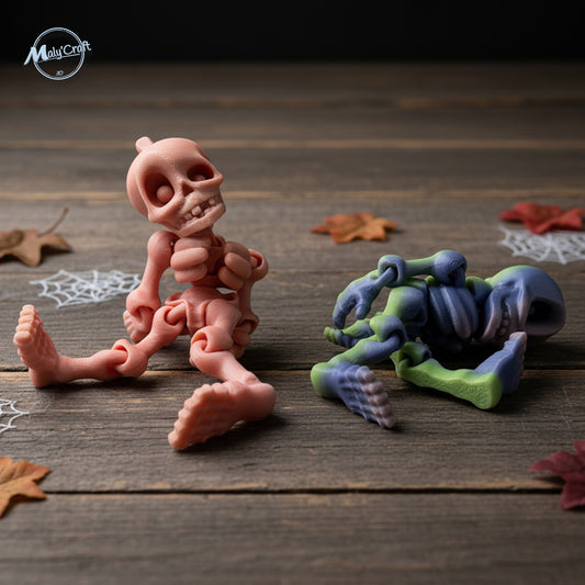 Mini figurines squelettes articulées en PLA, décor ludique et coloré