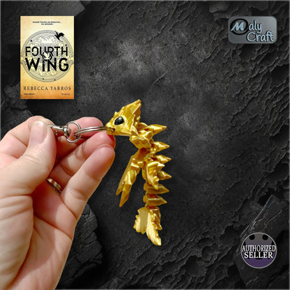 Dragon doré articulé – Figurine 3D flexible, édition Or inspirée de Fourth Wing
