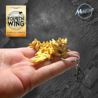 Dragon doré articulé, figurine 3D flexible en pose