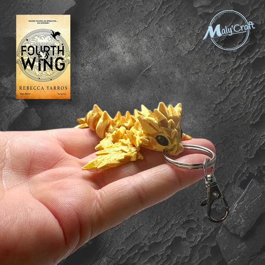 Dragon doré articulé, figurine 3D flexible en pose