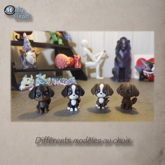 Porte-clé Cavalier King Charles – Figurine 3D miniature, 4 robes disponibles