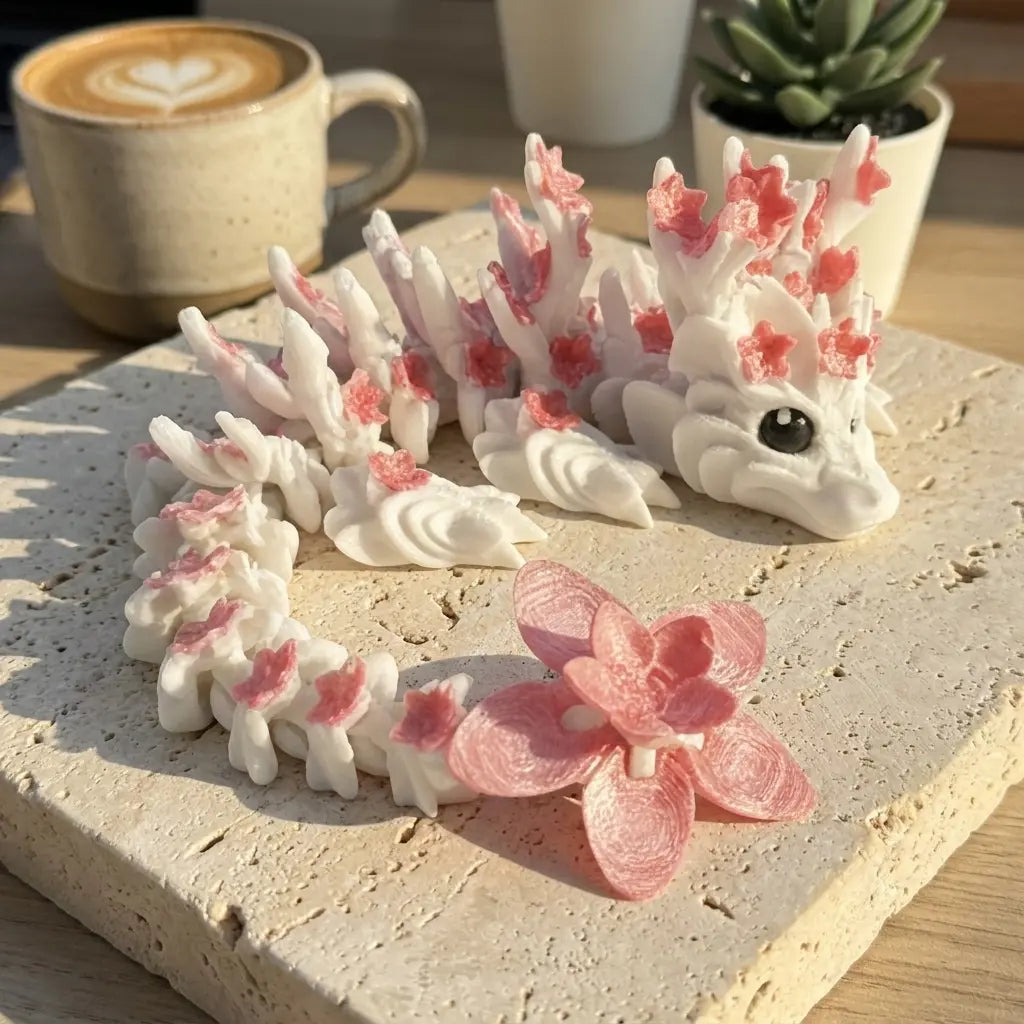 Dragon articulé Sakura 3D – Figurine fleur de cerisier flexible