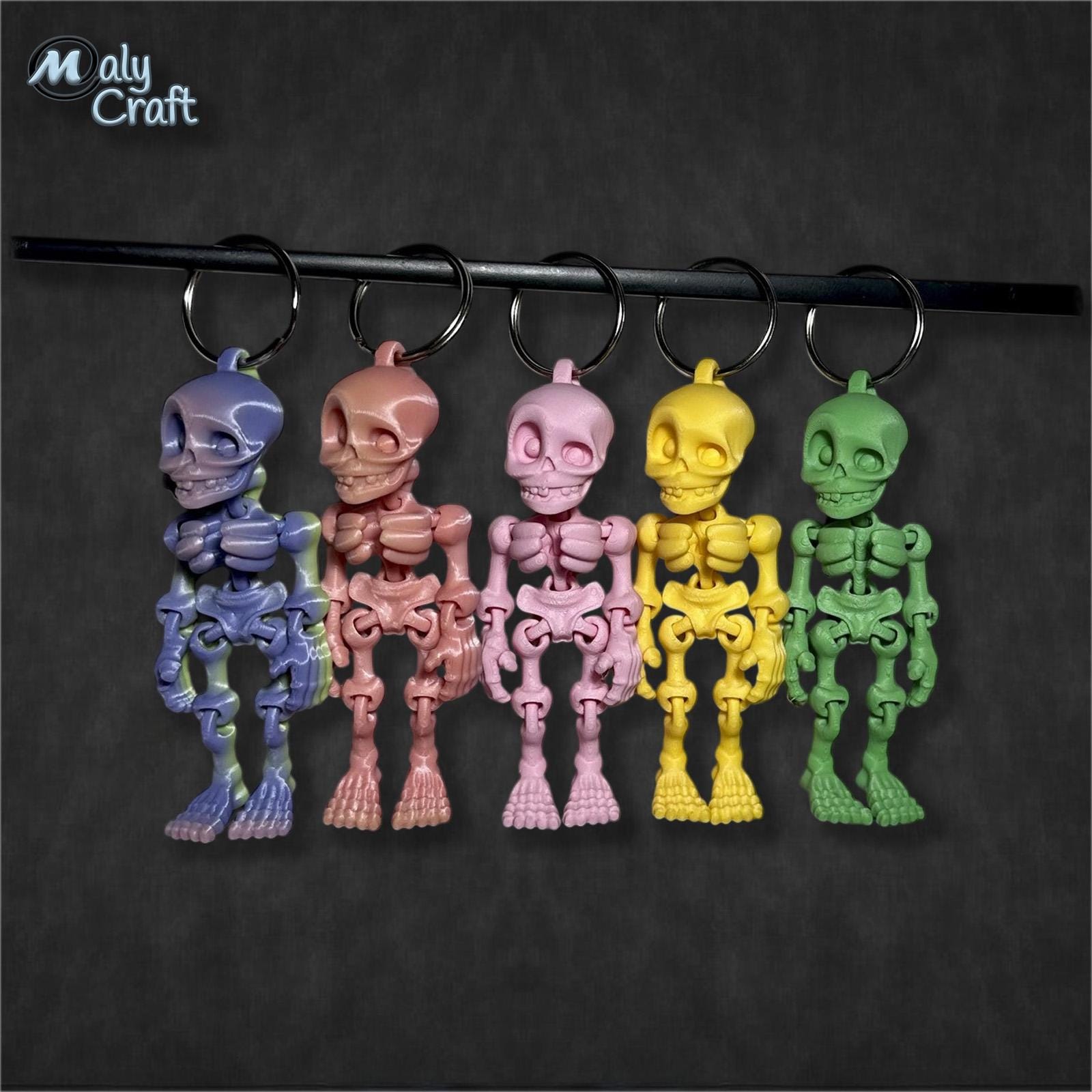 Porte-clé squelette articulé Halloween – vue frontale