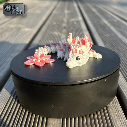 Dragon articulé Sakura 3D – Figurine fleur de cerisier flexible Made in France