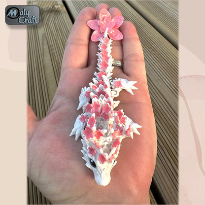 Dragon articulé Sakura 3D – Figurine fleur de cerisier flexible Made in France