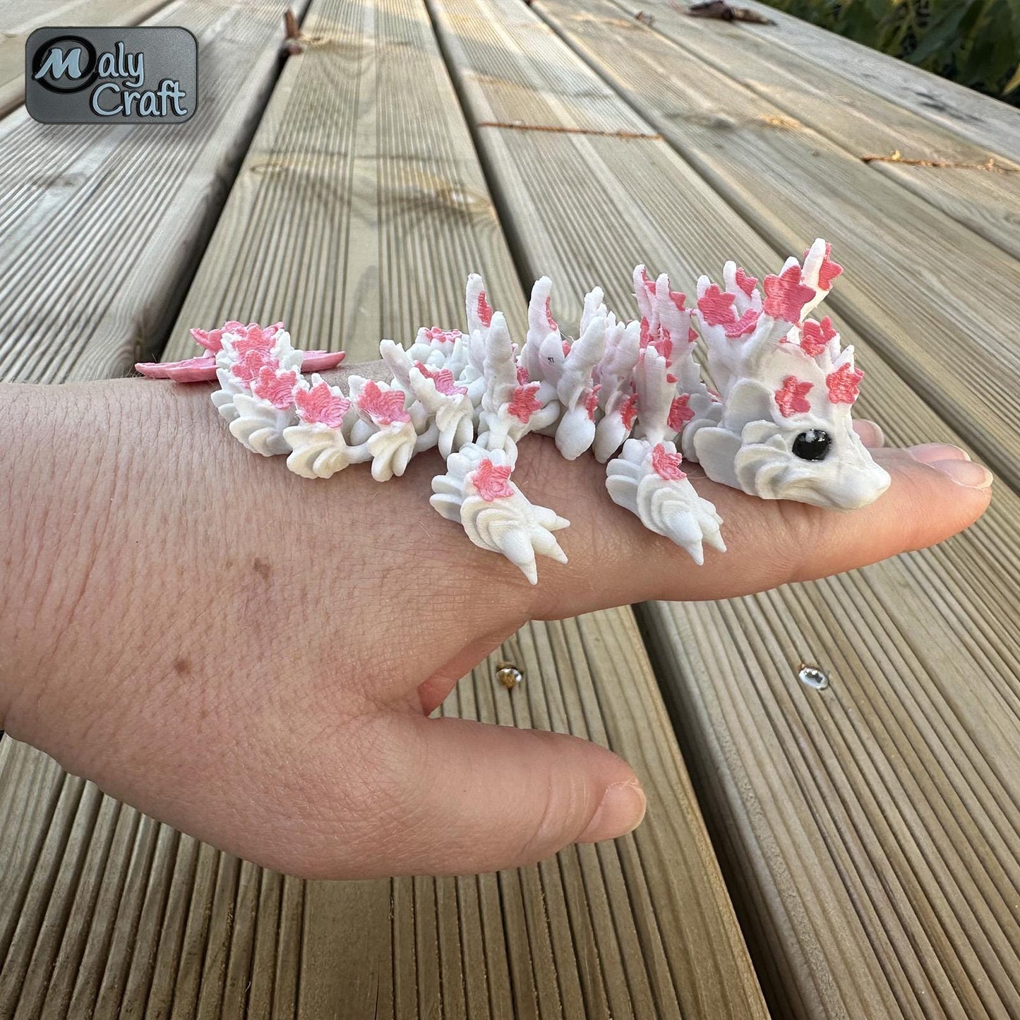 Dragon articulé Sakura 3D – Figurine fleur de cerisier flexible Made in France