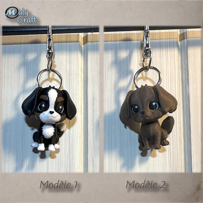 Porte-clé Cavalier King Charles – Figurine 3D miniature, 4 robes disponibles