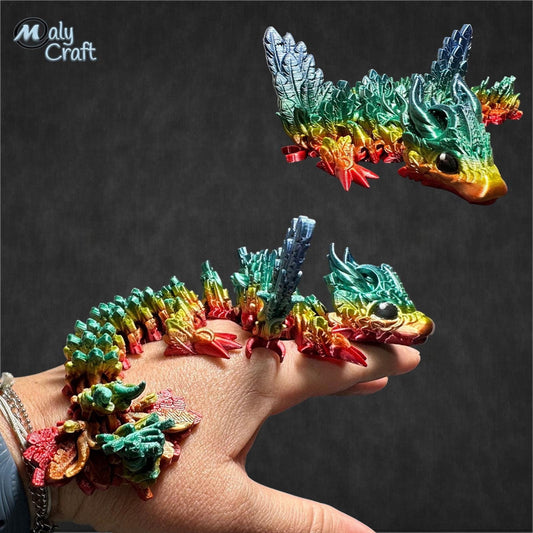 Dragon de la Lune articulé 3D – Figurine fantasy flexible & posable Made in France