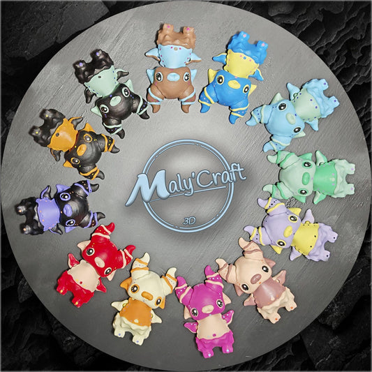 Cute hand-painted demon magnet – 3D magnetic figurine – Varnished eyes – Kawaii geek gift – Made in France