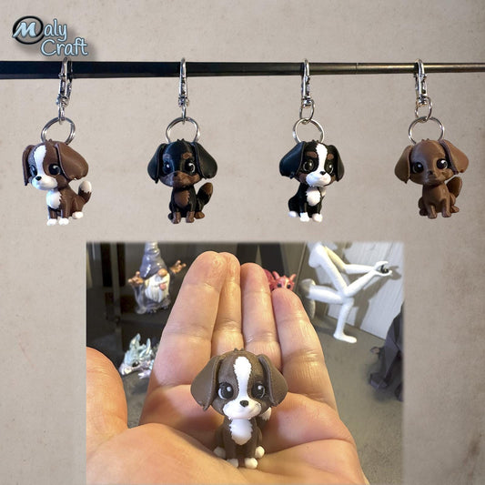 Porte-clé Cavalier King Charles – Figurine 3D miniature, 4 robes disponibles