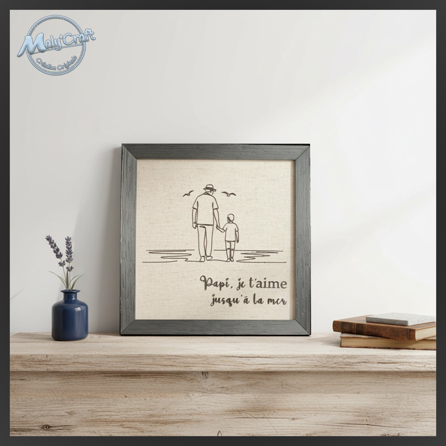 Idée cadeau fête des grands-pères cadre 3D papi et enfant décoration intérieure douce