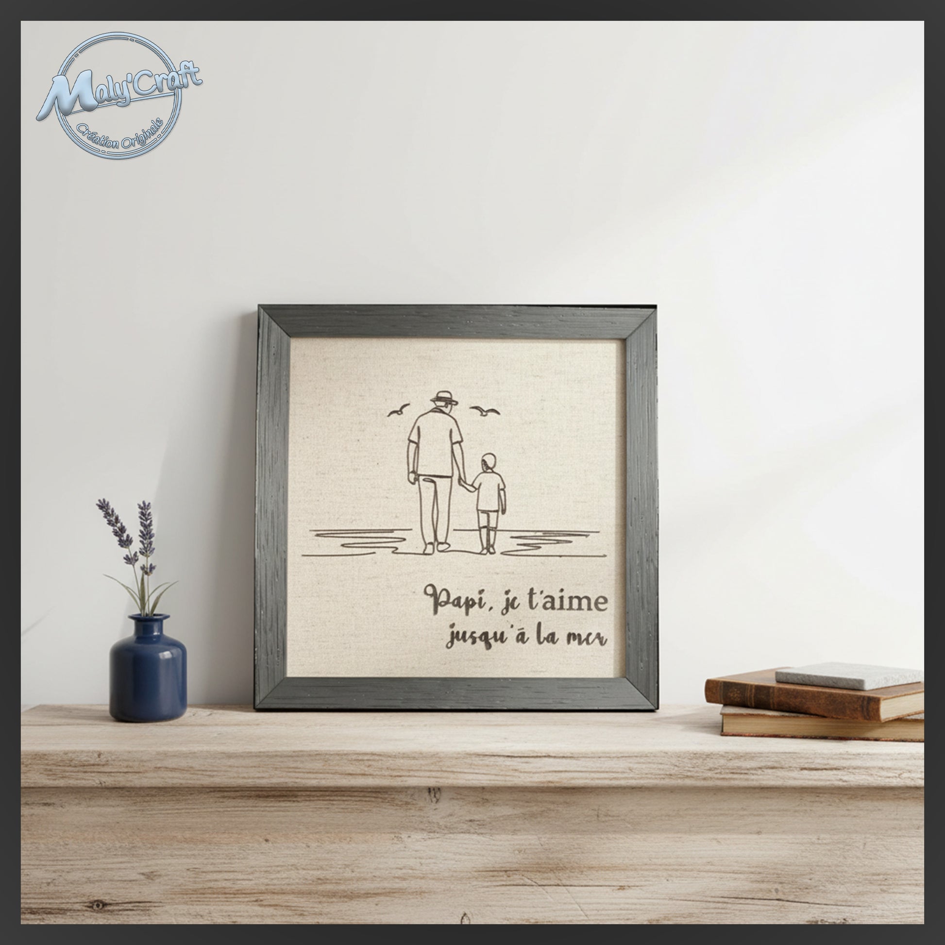 Idée cadeau fête des grands-pères cadre 3D papi et enfant décoration intérieure douce