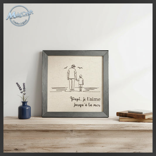 Idée cadeau fête des grands-pères cadre 3D papi et enfant décoration intérieure douce