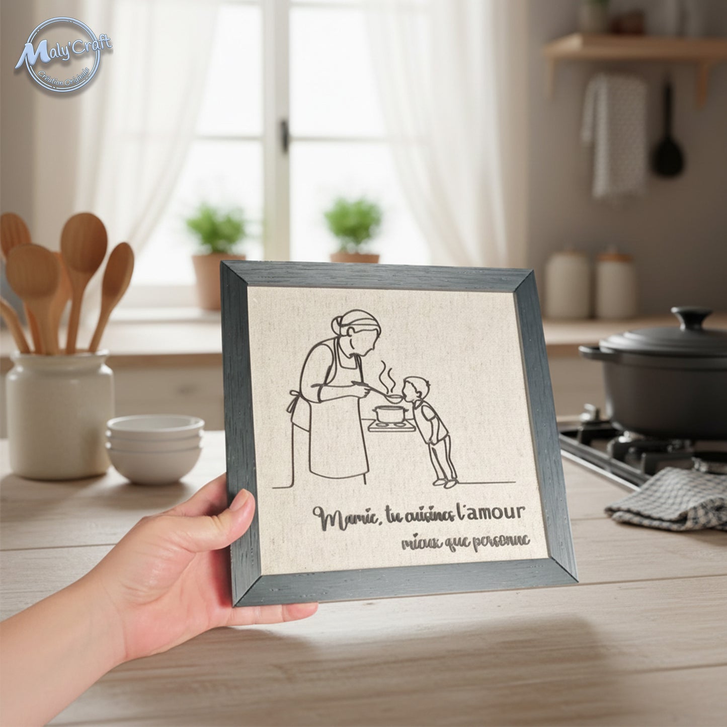 Objet déco cuisine tendance cadre minimaliste filaire