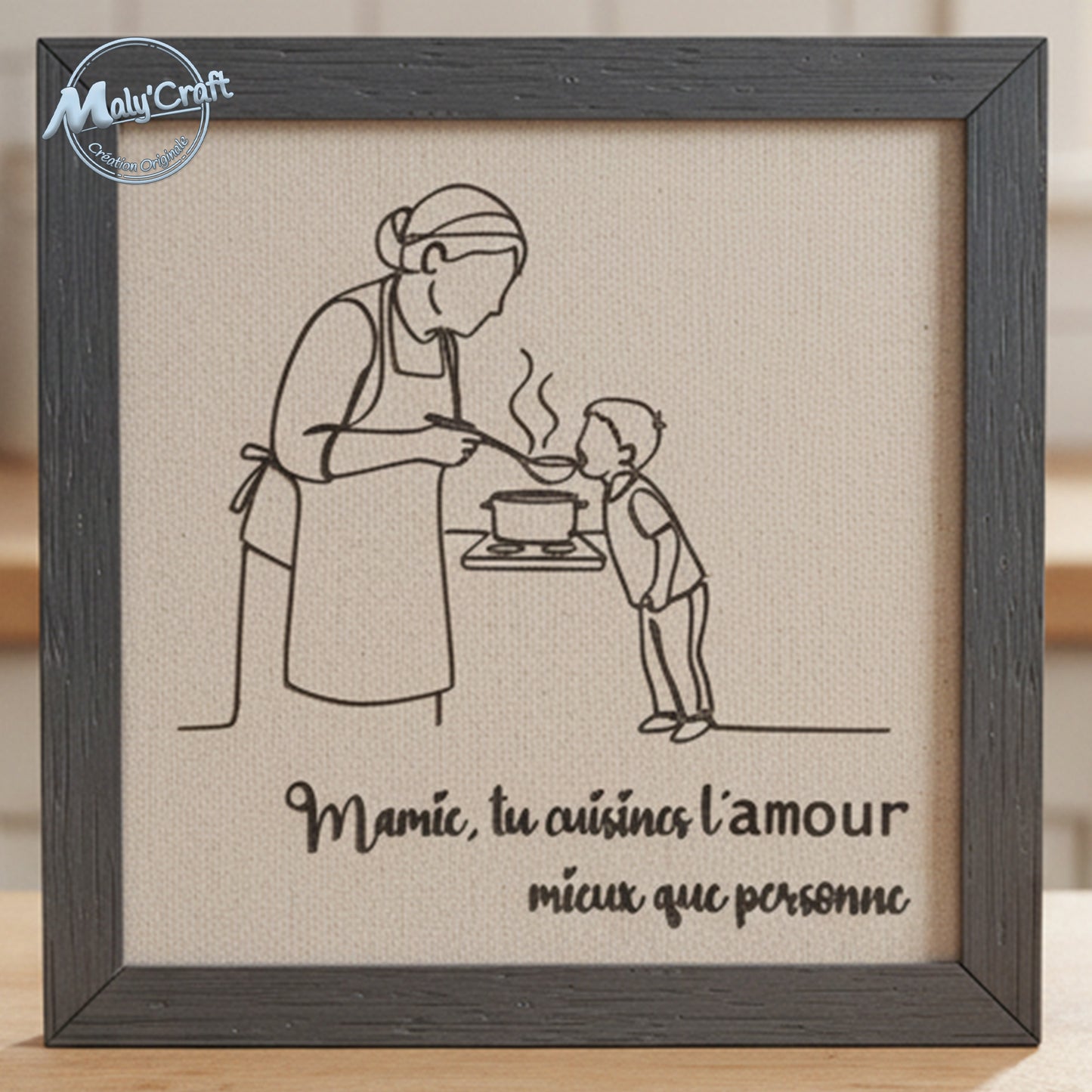 Cadre cadeau mamie cuisine personnalisé texte amour décoration murale