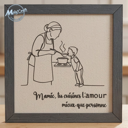 Cadre cadeau mamie cuisine personnalisé texte amour décoration murale