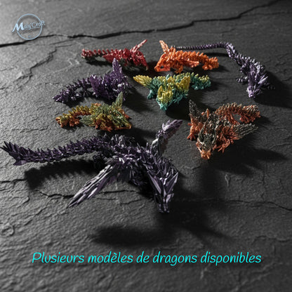 Dragon de Cristal Articulé avec Œuf – Figurine 3D Flexible & Décorative (Licence Cinderwing3D)