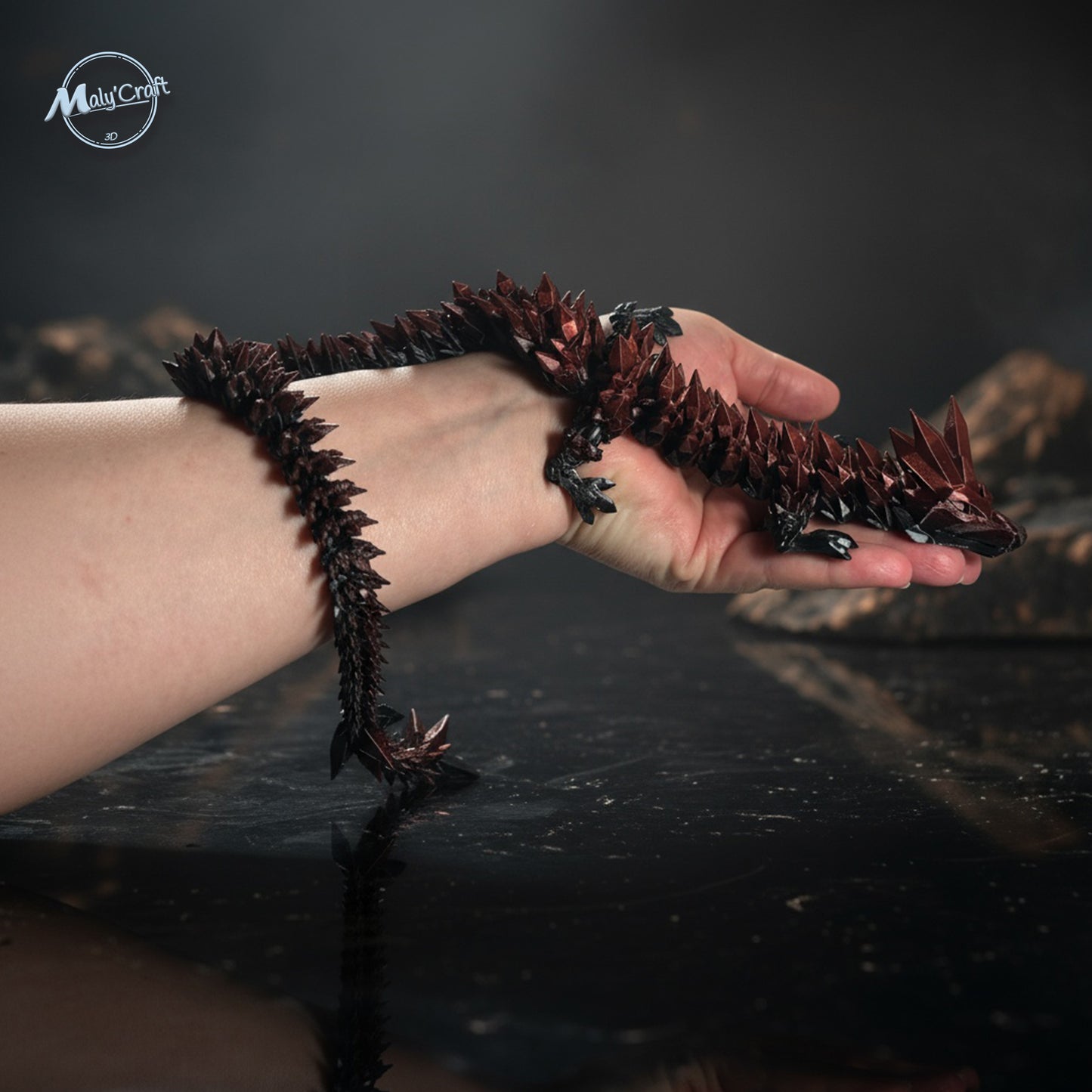 Dragon de Cristal Articulé avec Œuf – Figurine 3D Flexible & Décorative (Licence Cinderwing3D)