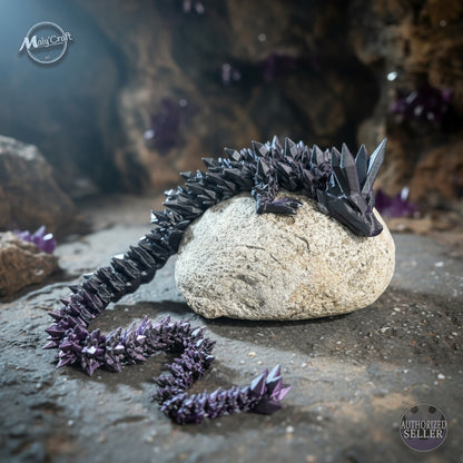 Dragon de Cristal Articulé avec Œuf – Figurine 3D Flexible & Décorative (Licence Cinderwing3D)