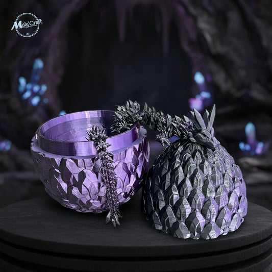 Dragon de Cristal Articulé avec Œuf – Figurine 3D Flexible & Décorative (Licence Cinderwing3D)