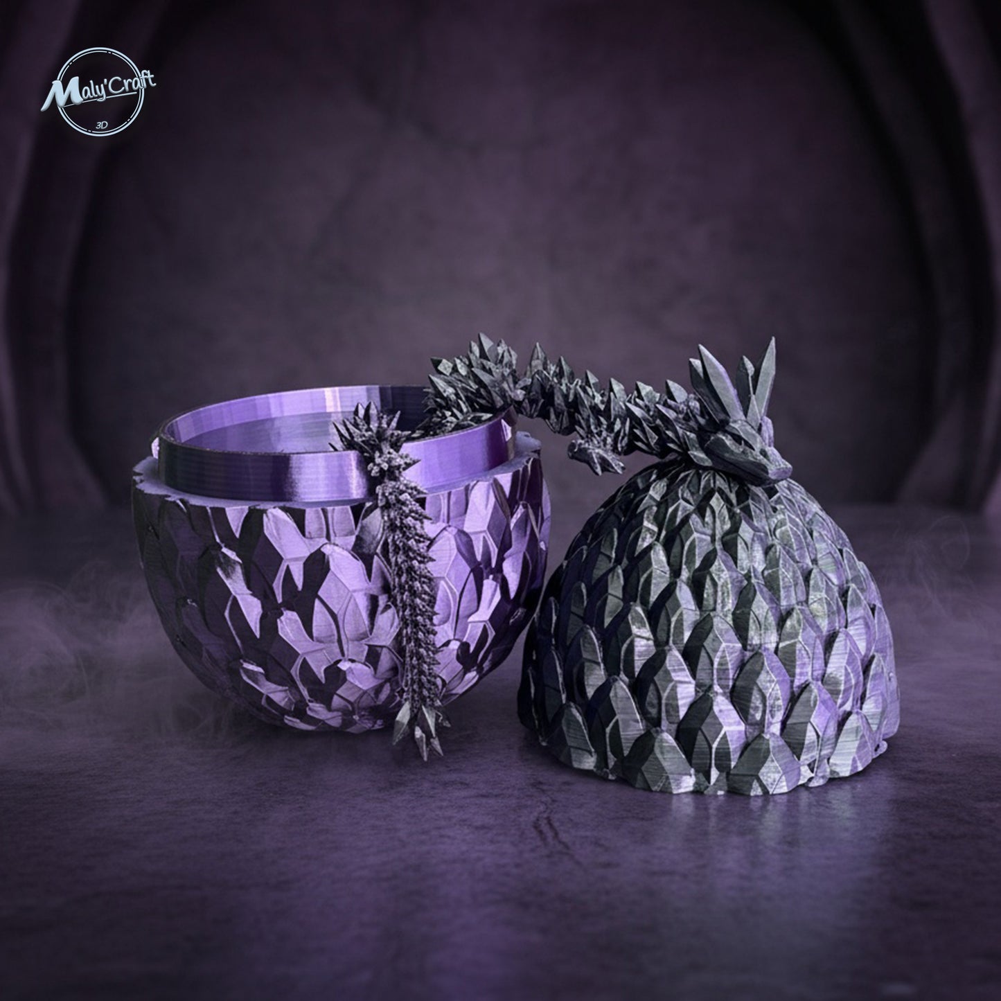 Dragon de Cristal Articulé avec Œuf – Figurine 3D Flexible & Décorative (Licence Cinderwing3D)