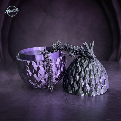 Dragon de Cristal Articulé avec Œuf – Figurine 3D Flexible & Décorative (Licence Cinderwing3D)