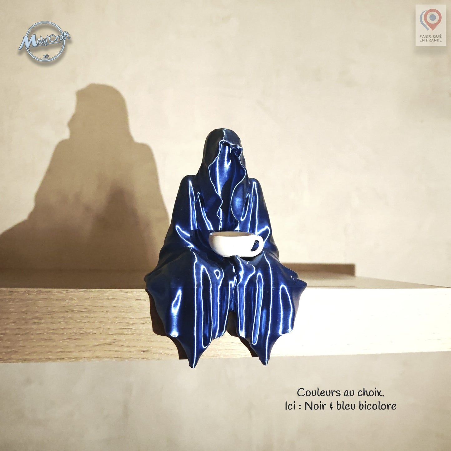 Statue “La Faucheuse” – Figurine fantôme assis 3D – Inspiration fantasy sombre Made in France