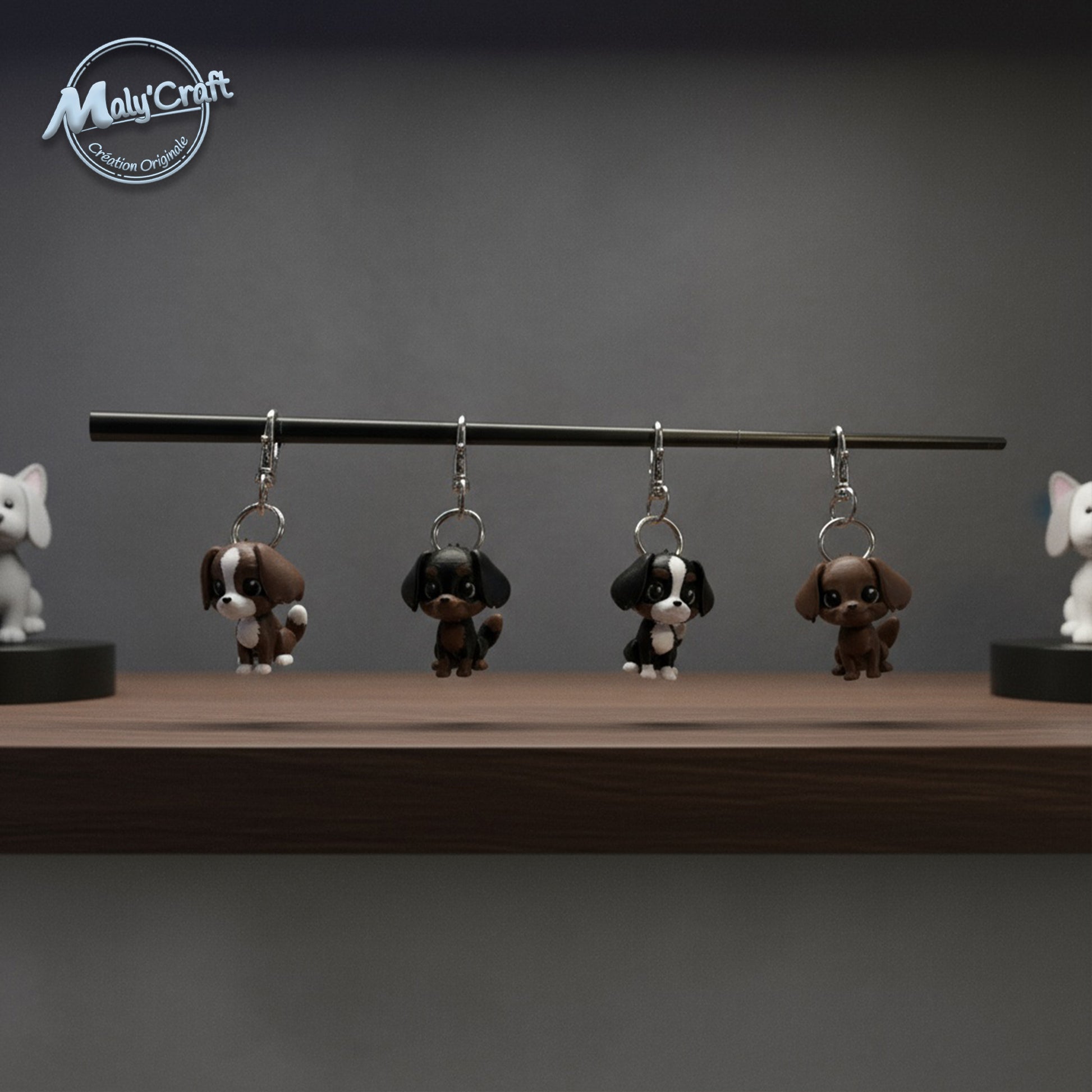 Collection de porte-clés Cavalier King Charles en PLA biosourcé – création Maly’Craft