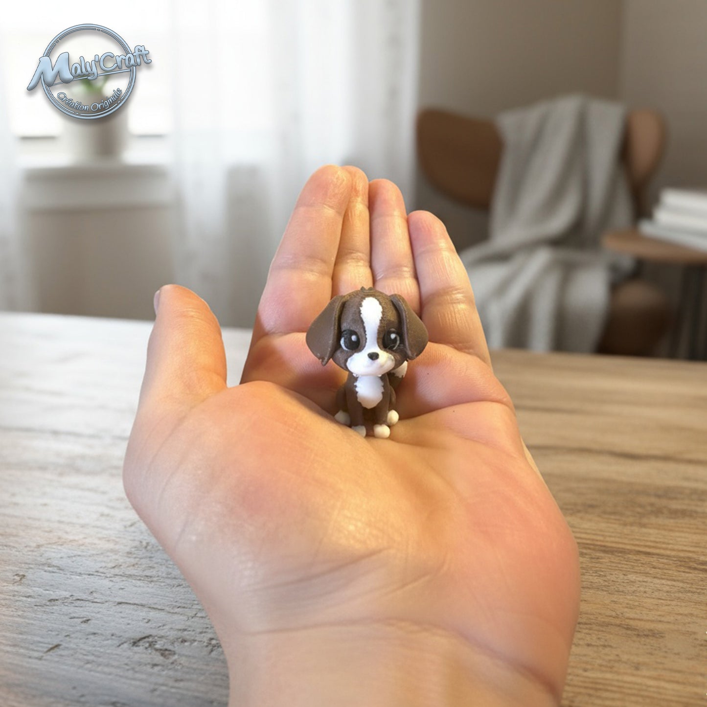 Mini figurine Cavalier King Charles porte-clé 3D – chiot mignon fait main Maly’Craft