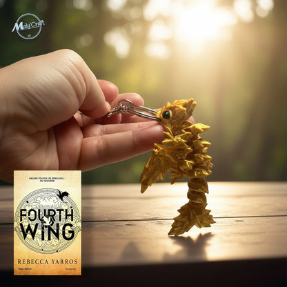 Dragon doré articulé – Figurine 3D flexible, édition Or inspirée de Fourth Wing
