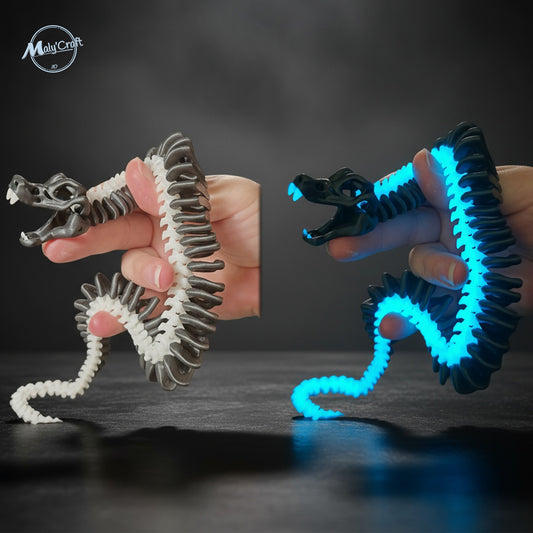 Dragon articulé phosphorescent – figurine 3D qui brille dans le noir.