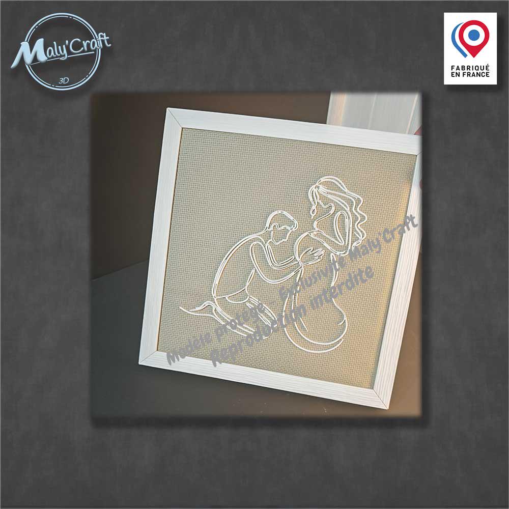 Cadre Grossesse "Futurs Parents" – Tableau 3D & Lin (Personnalisable)