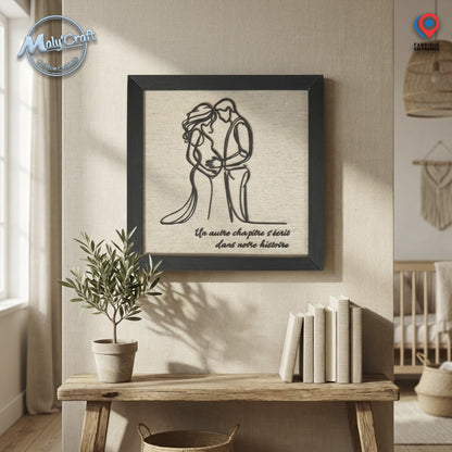 Cadre Grossesse "Futurs Parents" – Tableau 3D & Lin (Personnalisable)
