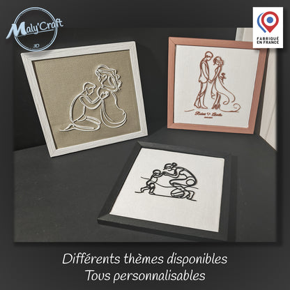 Cadre naissance personnalisé bébé fille – Décoration murale filaire 3D Maly’Craft (prénom & date)