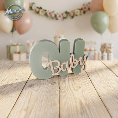 Décoration "Oh Baby" 3D Personnalisable – Centre de Table & Mural
