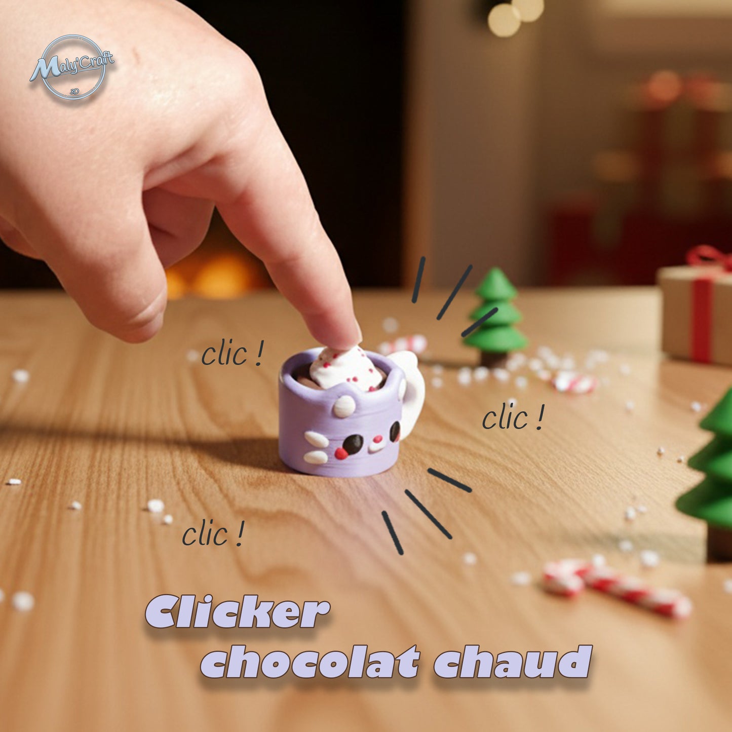 clicker chocolat chaud mini mug chat gourmand