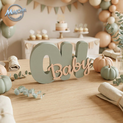 Décoration "Oh Baby" 3D Personnalisable – Centre de Table & Mural