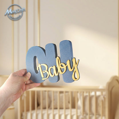 Décoration "Oh Baby" 3D Personnalisable – Centre de Table & Mural
