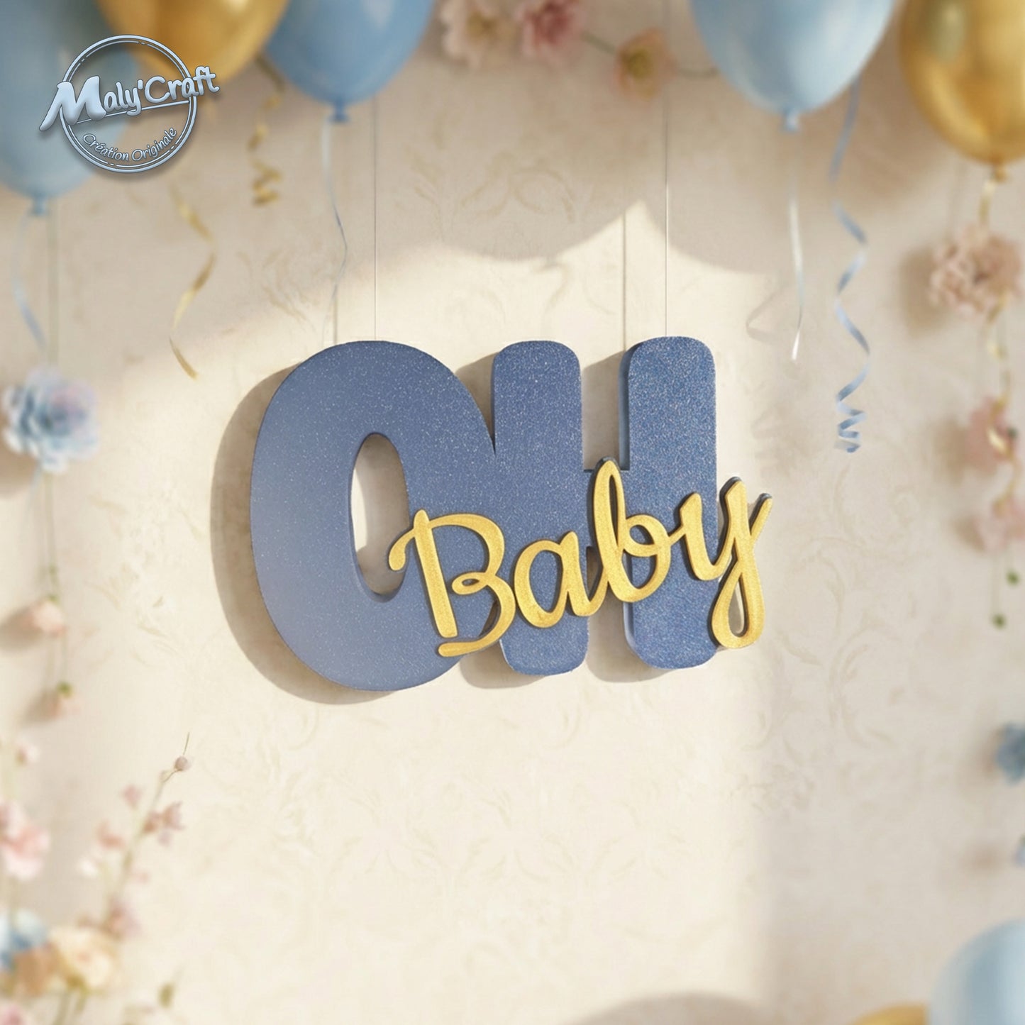 Décoration "Oh Baby" 3D Personnalisable – Centre de Table & Mural
