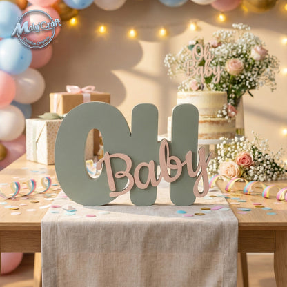 Décoration "Oh Baby" 3D Personnalisable – Centre de Table & Mural